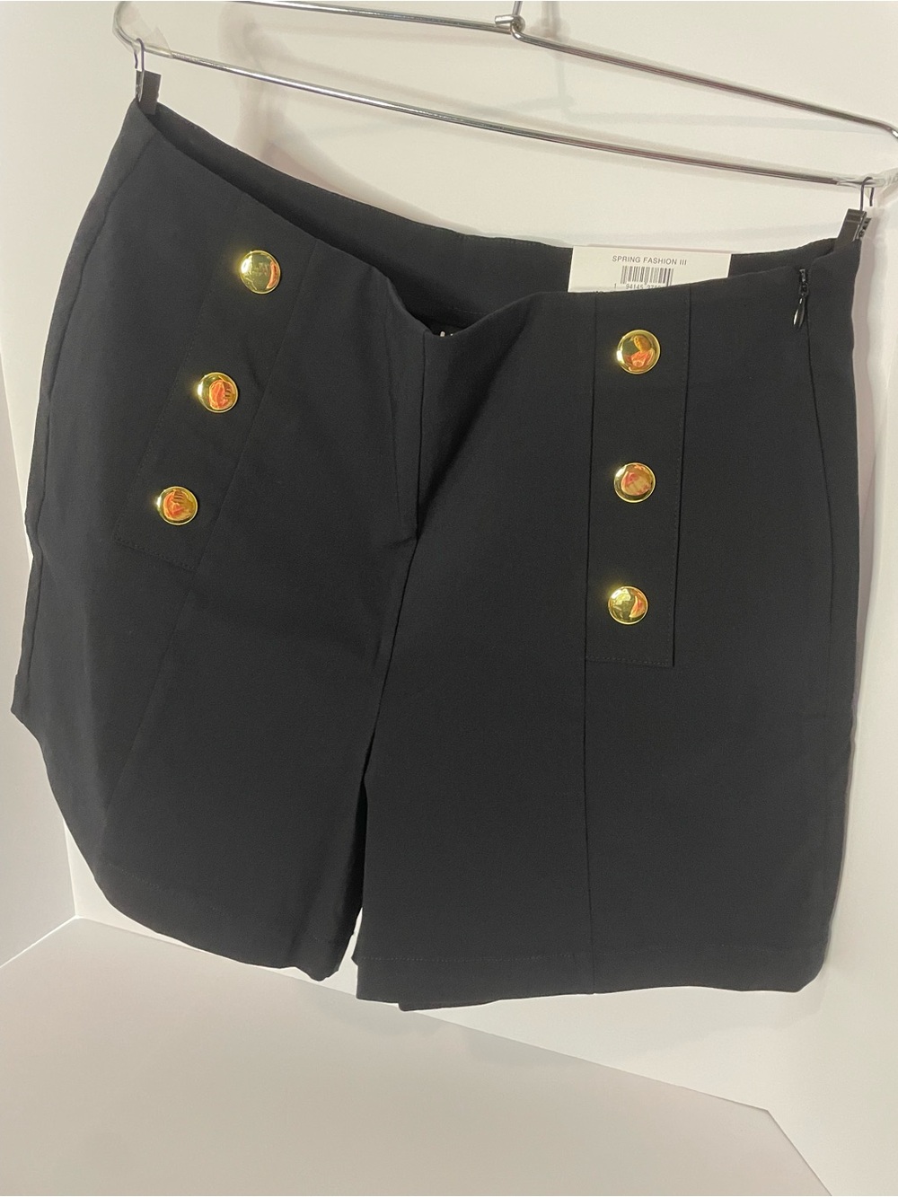 INC International Concepts Black High-Waist Button Detail Shorts
